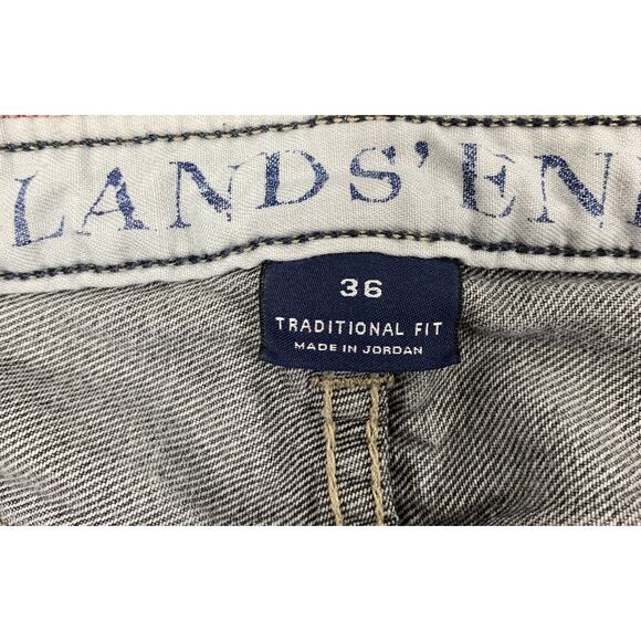 Lands' End Traditional Fit Jeans Mens Size 36 Distress‎ Grunge Black Faded Denim - Picture 3 of 10